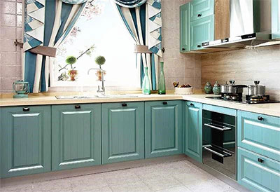 藍色系的櫥柜定制案例，充滿優雅質感